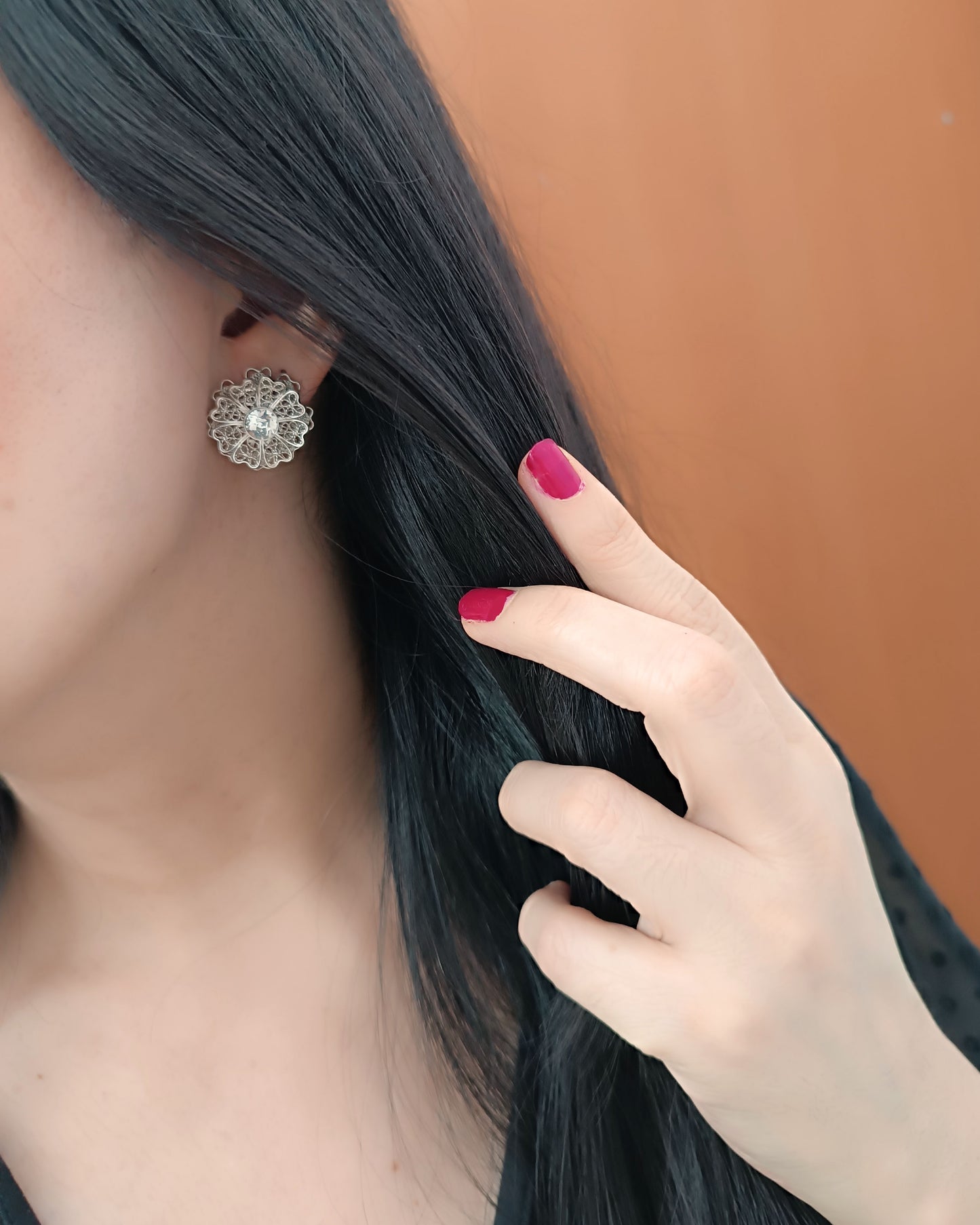 Aretes filigrana plata ley 950 Margarita