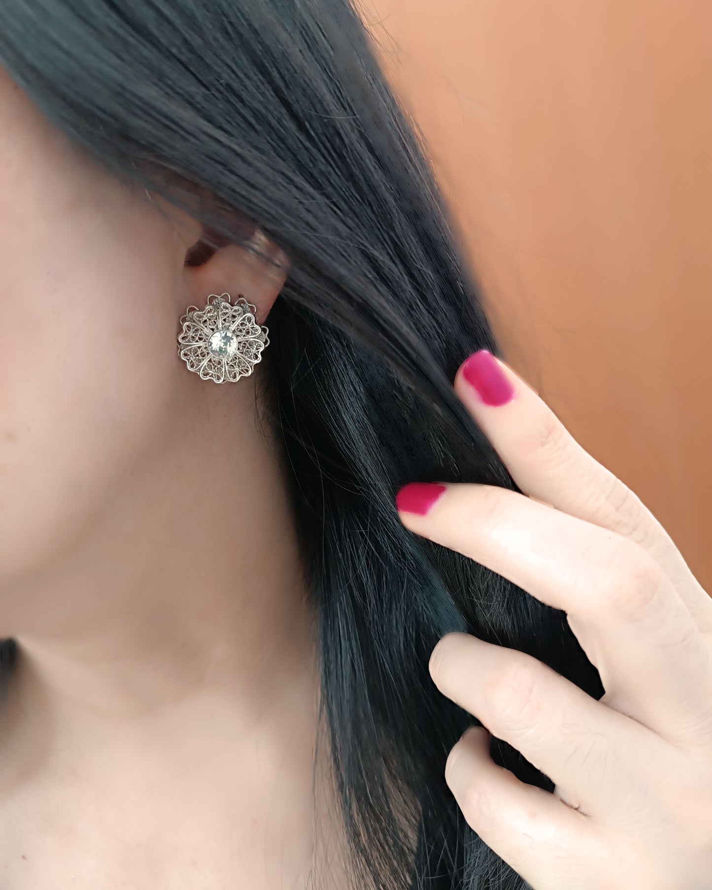 Aretes filigrana plata ley 950 Margarita