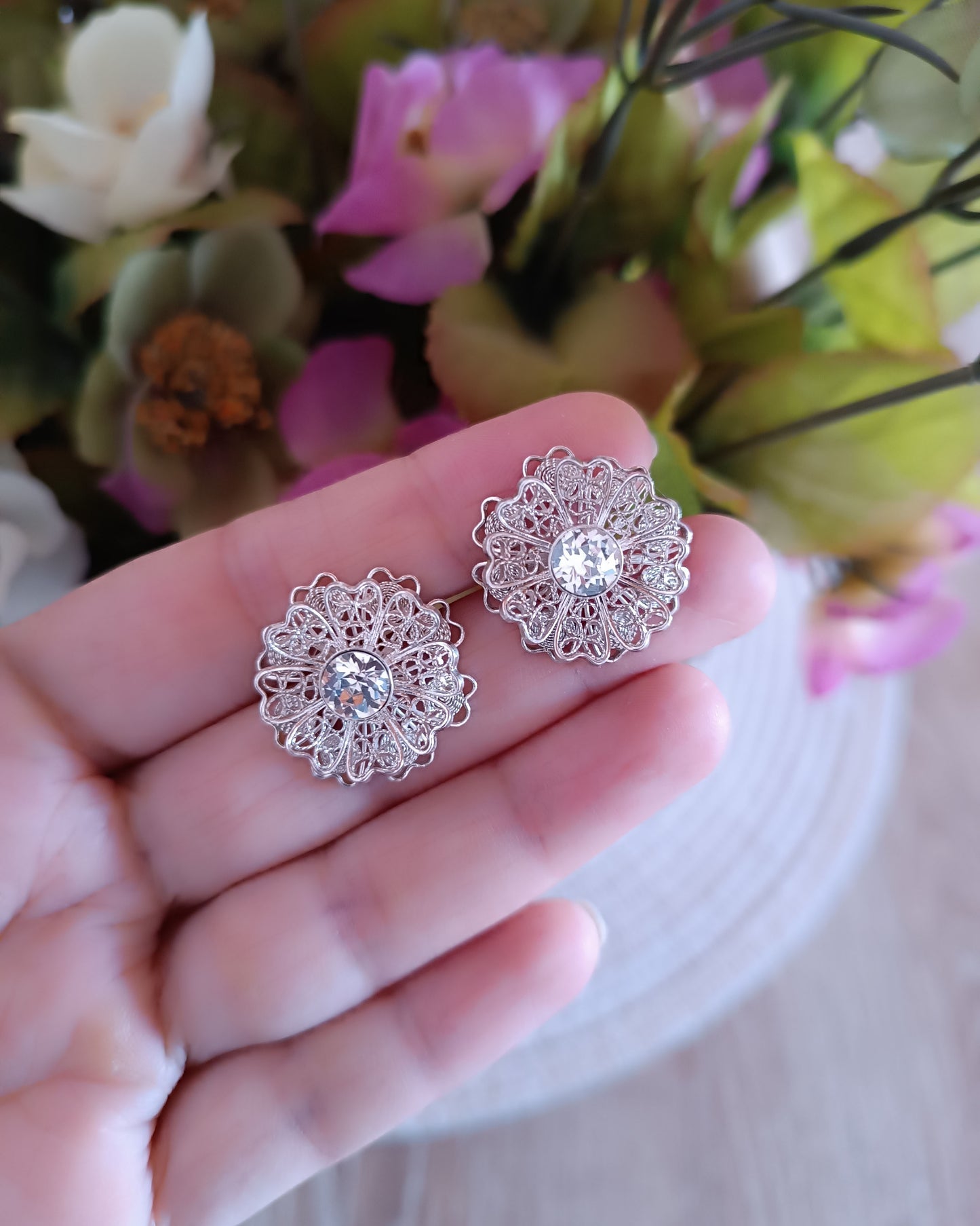 Aretes filigrana plata ley 950 Margarita