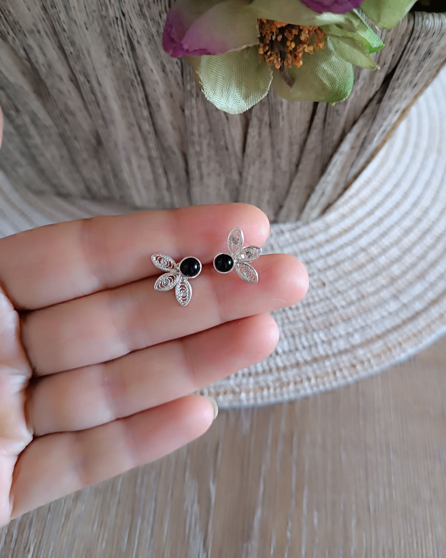 Aretes filigrana plata de ley 950 Amelia