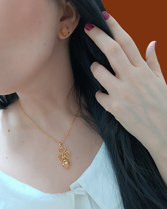 Cadena con topos en cuarzo rosa Miriam