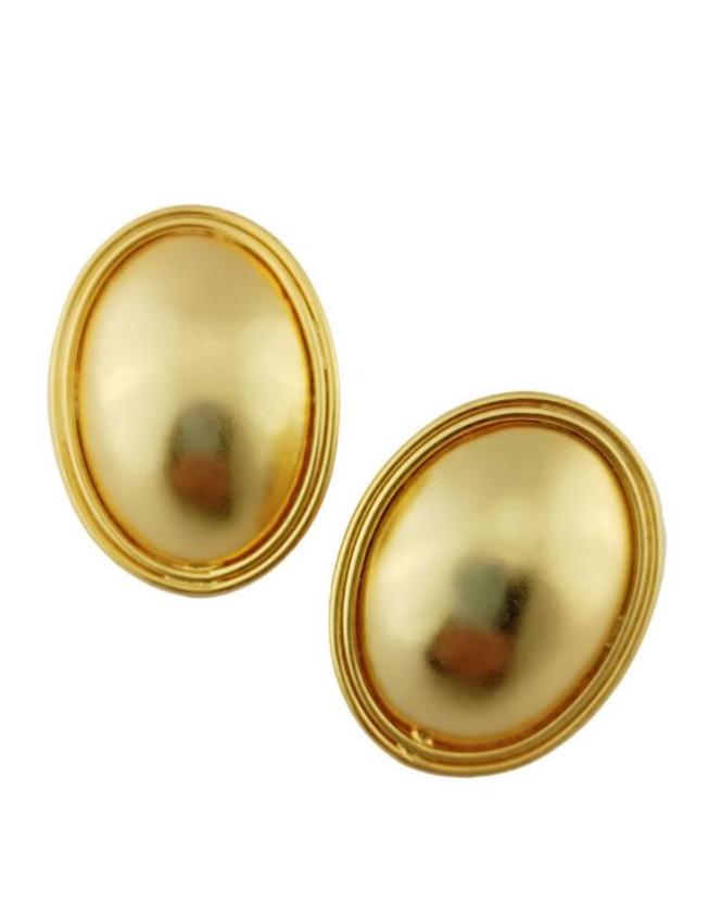 Aretes Topos ovalados doble hilo Dorado Mate