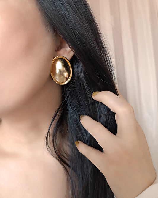 Aretes Topos ovalados doble hilo medianos Dorado Mate