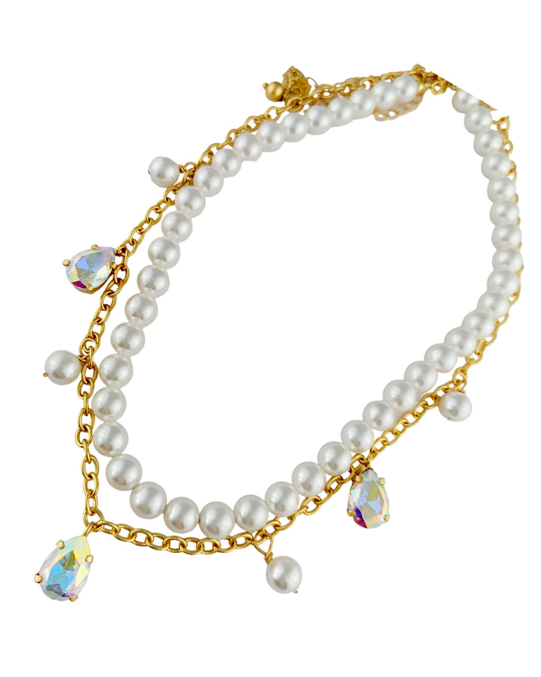 Collar doble perlas shell y cristales