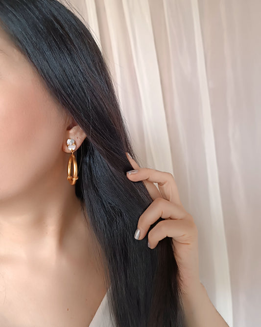 Aretes perla y aro Bianca