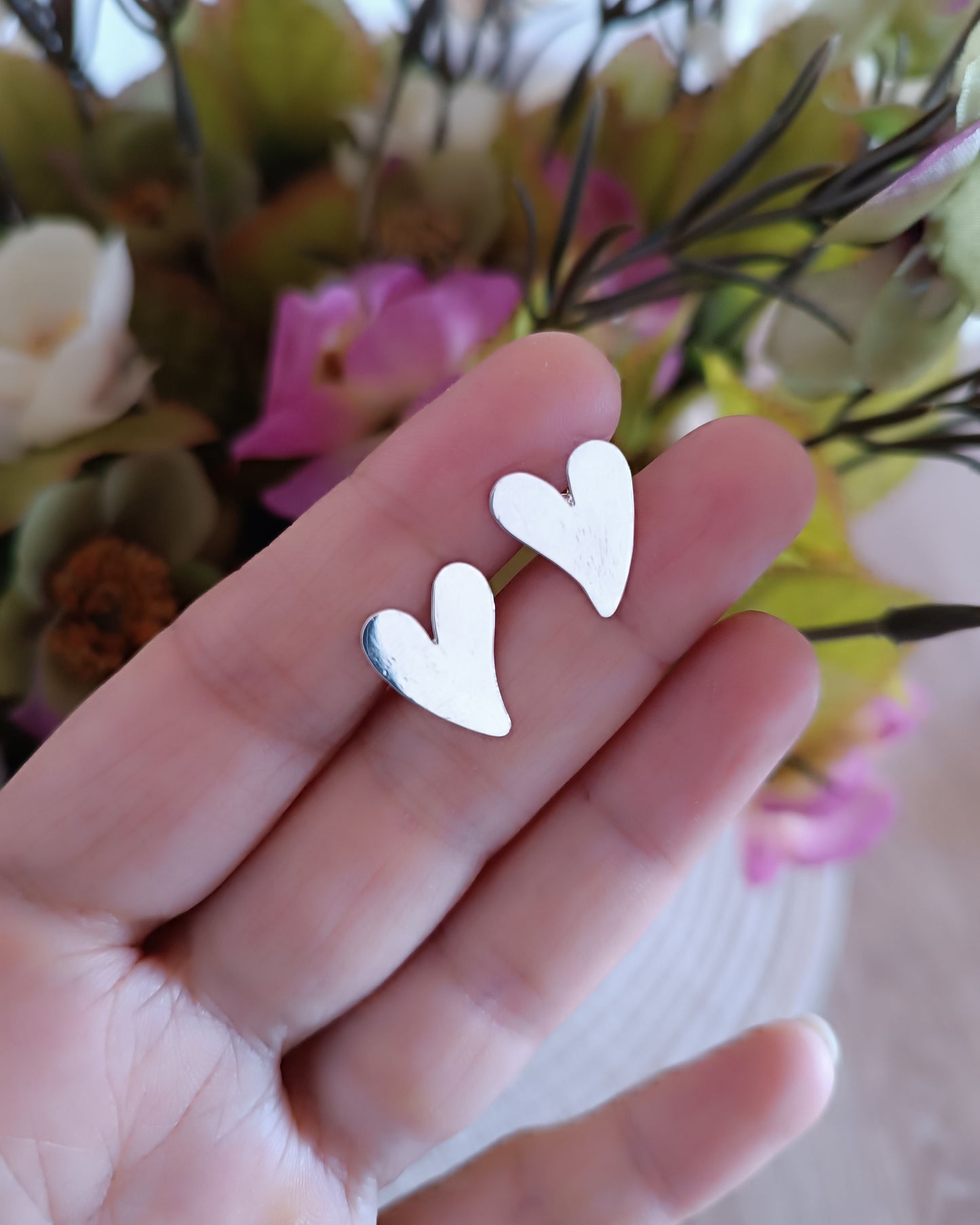 Aretes topos corazón plata de ley 950