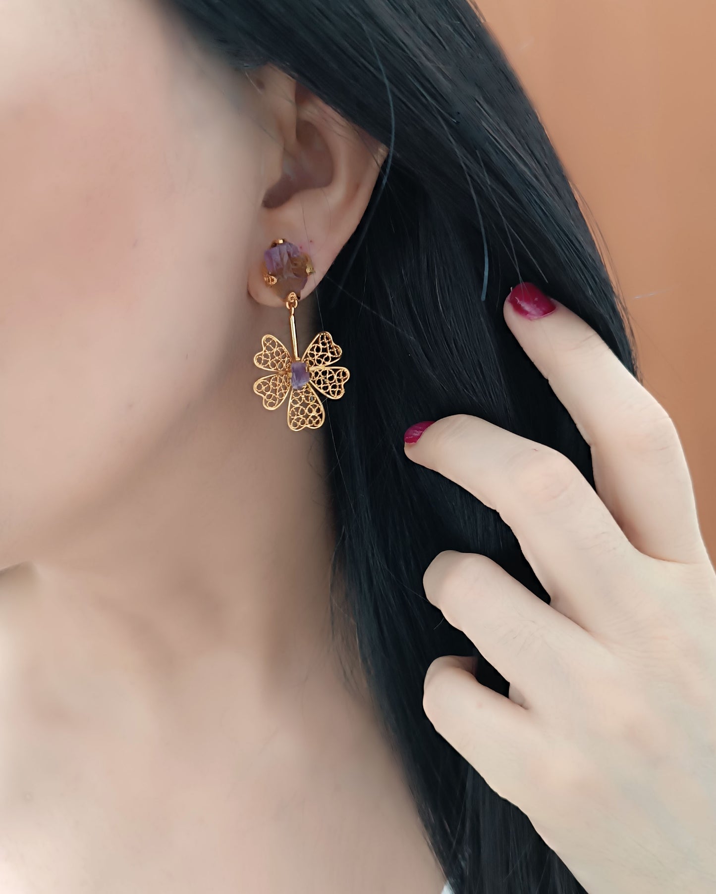 Aretes filigrana Alegría con amatista
