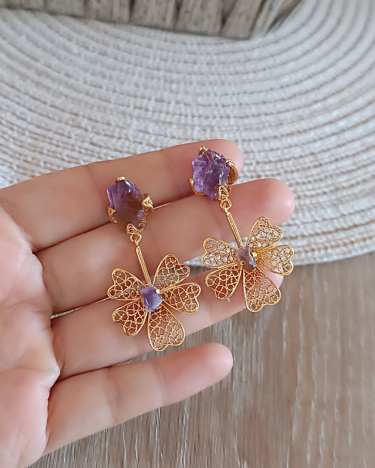 Aretes filigrana Alegría con amatista