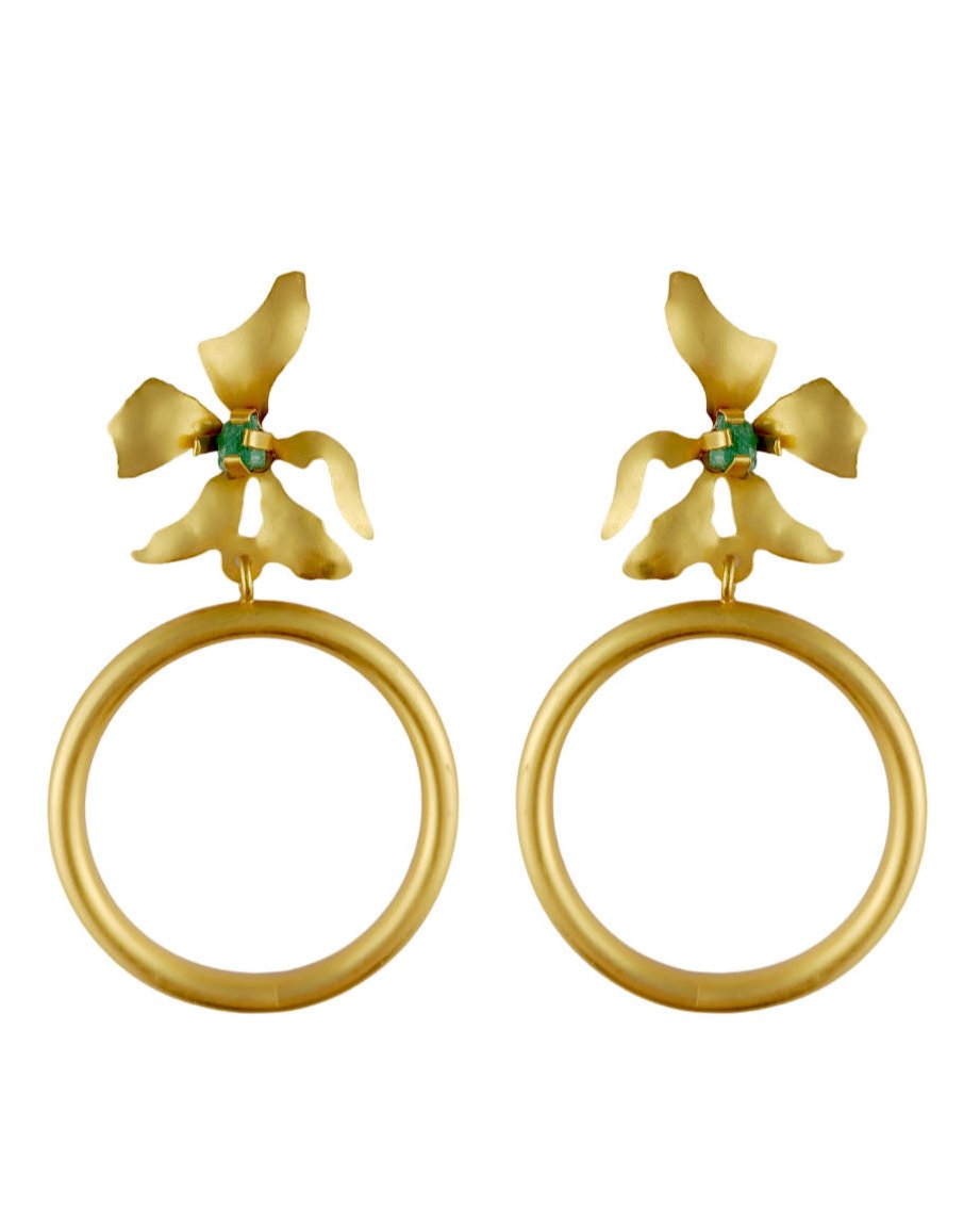 Aretes flor y aro orquidea