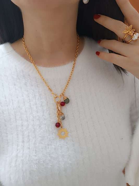 Cadena medianas y dijes con ágatas Zuleima