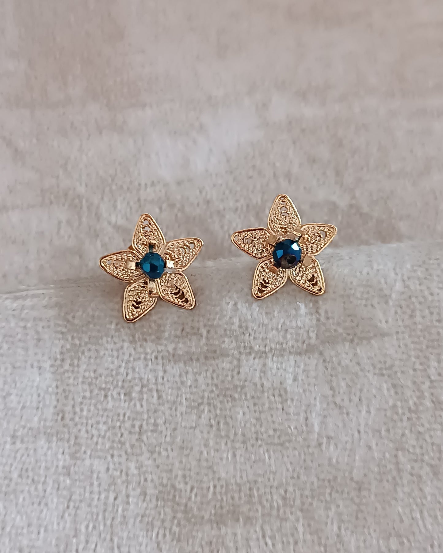 Aretes mini filigrana y cristal azul, Estrellita