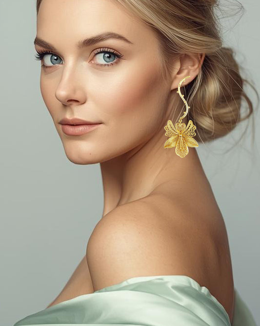 Aretes largos Orquídea, Bela