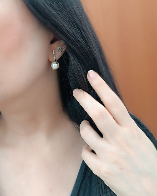 Aretes en plata ley 950 con perla Alma