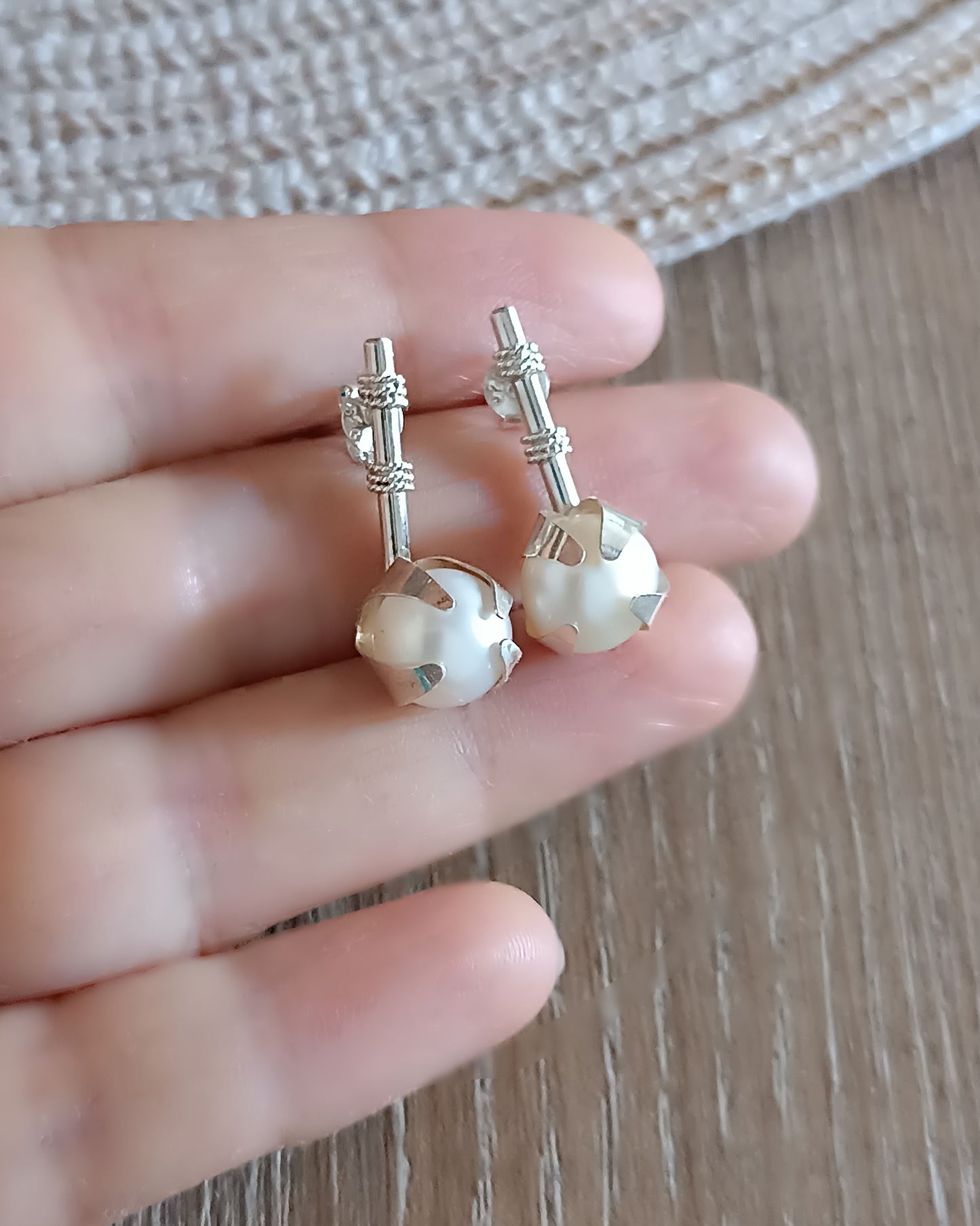 Aretes en plata ley 950 con perla Alma