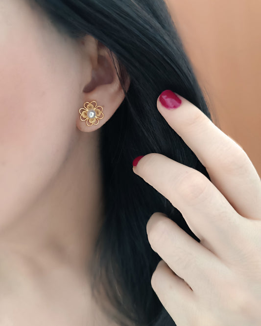 Topos mini trébol con perla