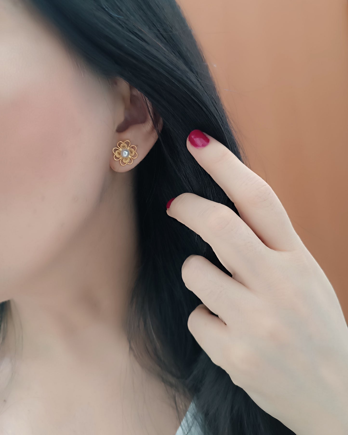 Topos mini trébol con perla