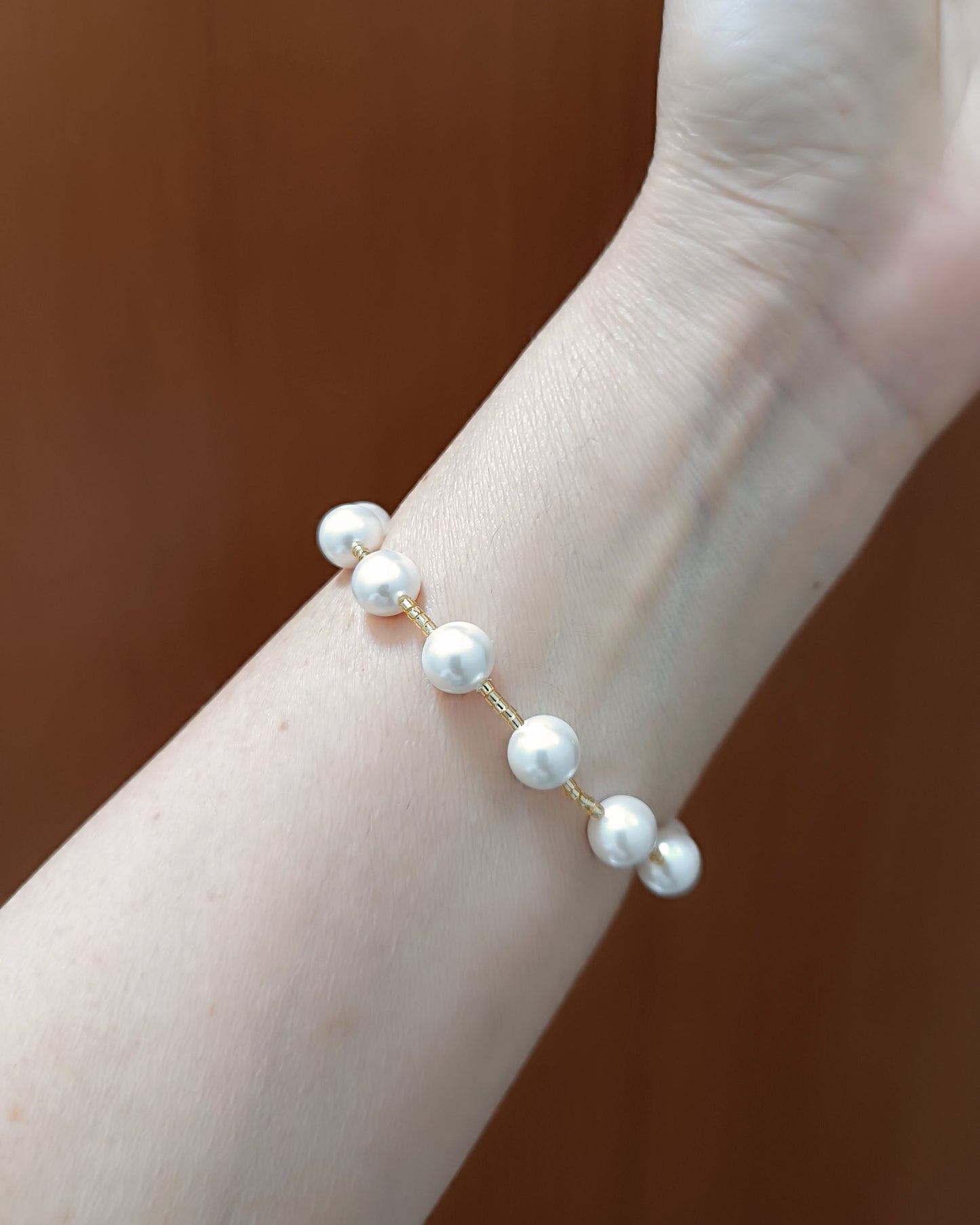 Pulsera de perlas Shell y flor Margarita con cristal