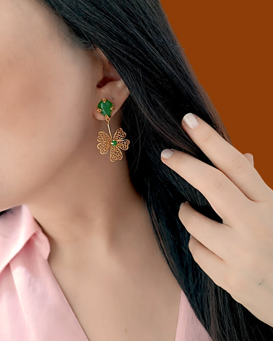 Aretes filigrana Alegría con jade