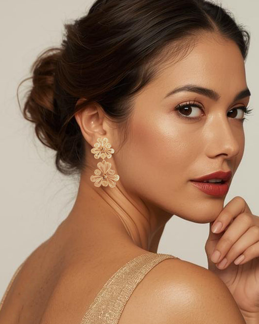 Aretes doble flor, Katya