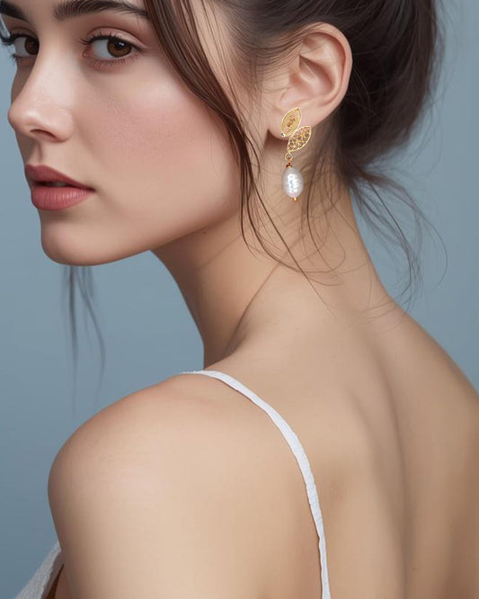 Aretes filigrana y perla Anastasia