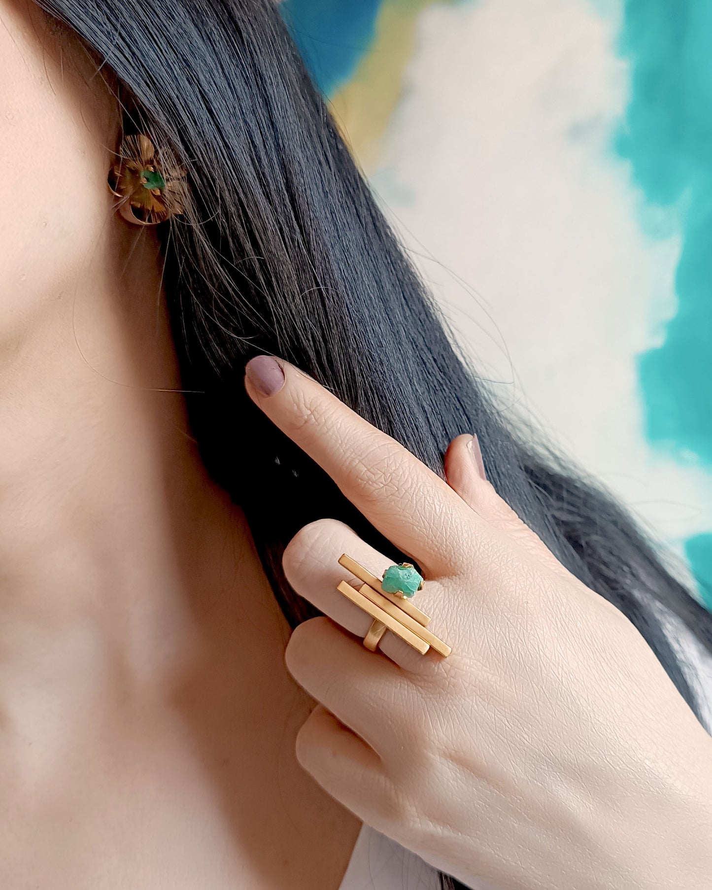 Anillo Aleida con esmeralda