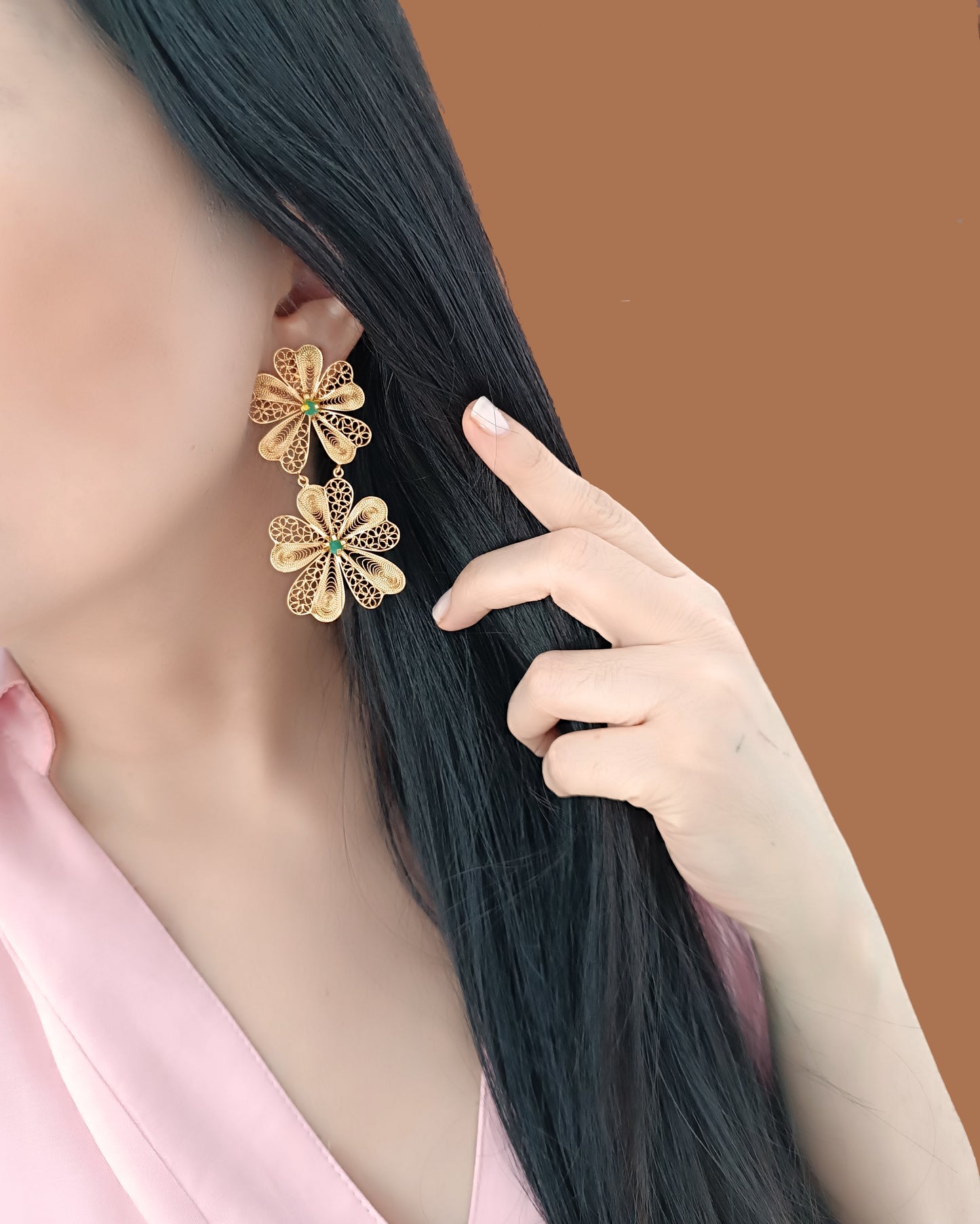 Aretes doble flor Chiara