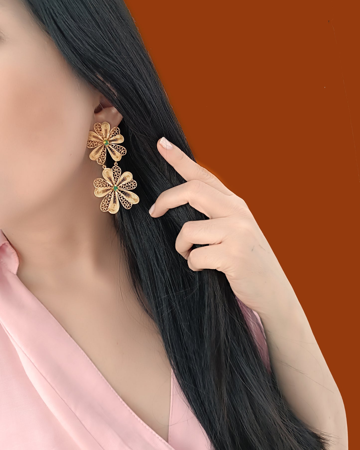 Aretes doble flor Chiara
