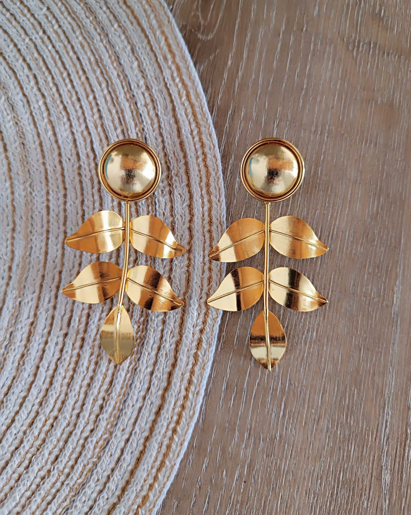 Aretes largos rama hojas Dina