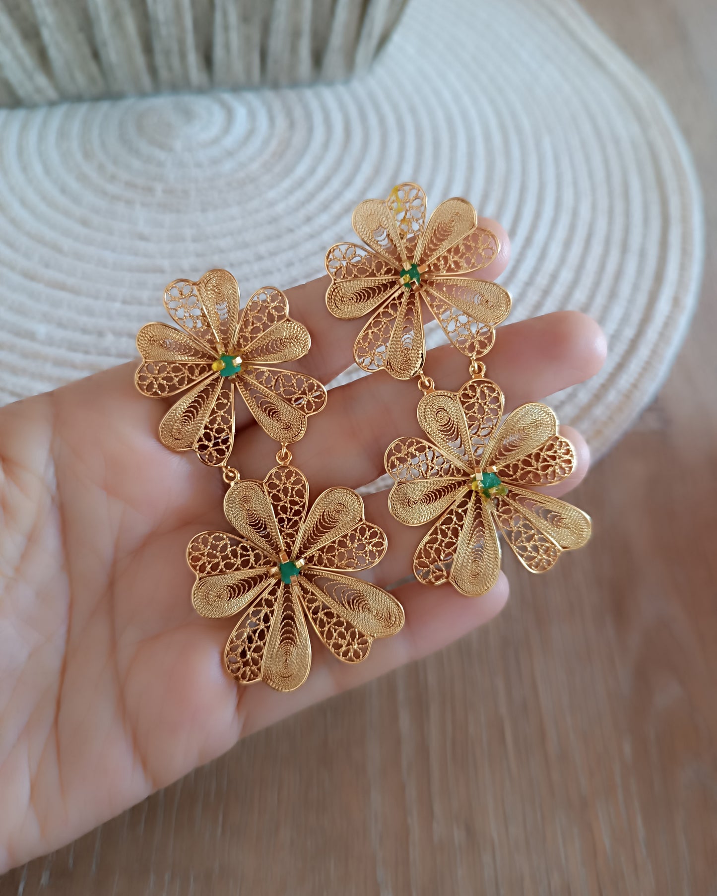 Aretes doble flor Chiara