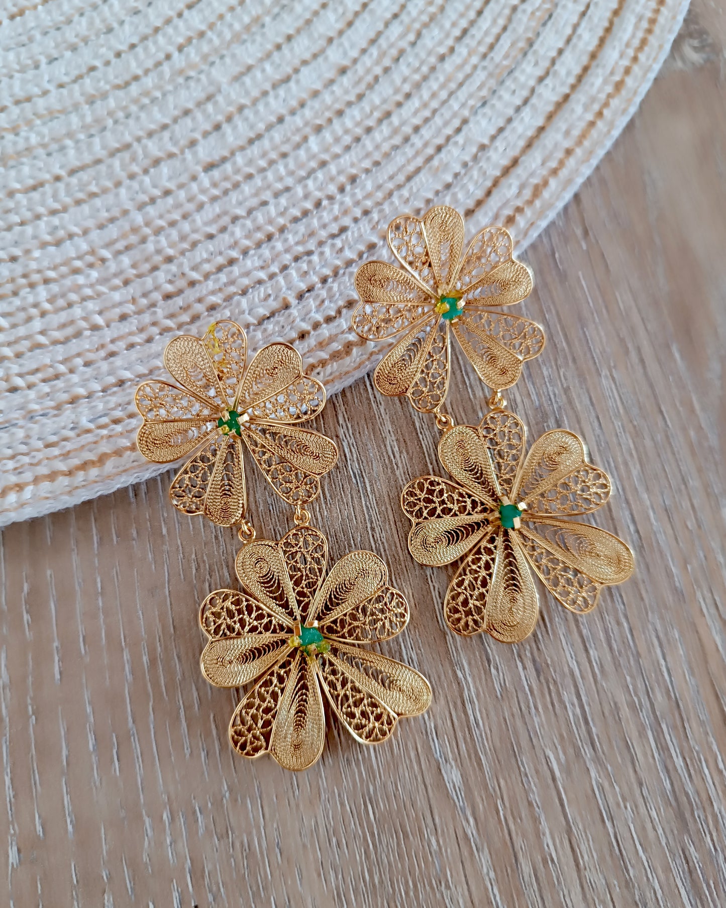 Aretes doble flor Chiara