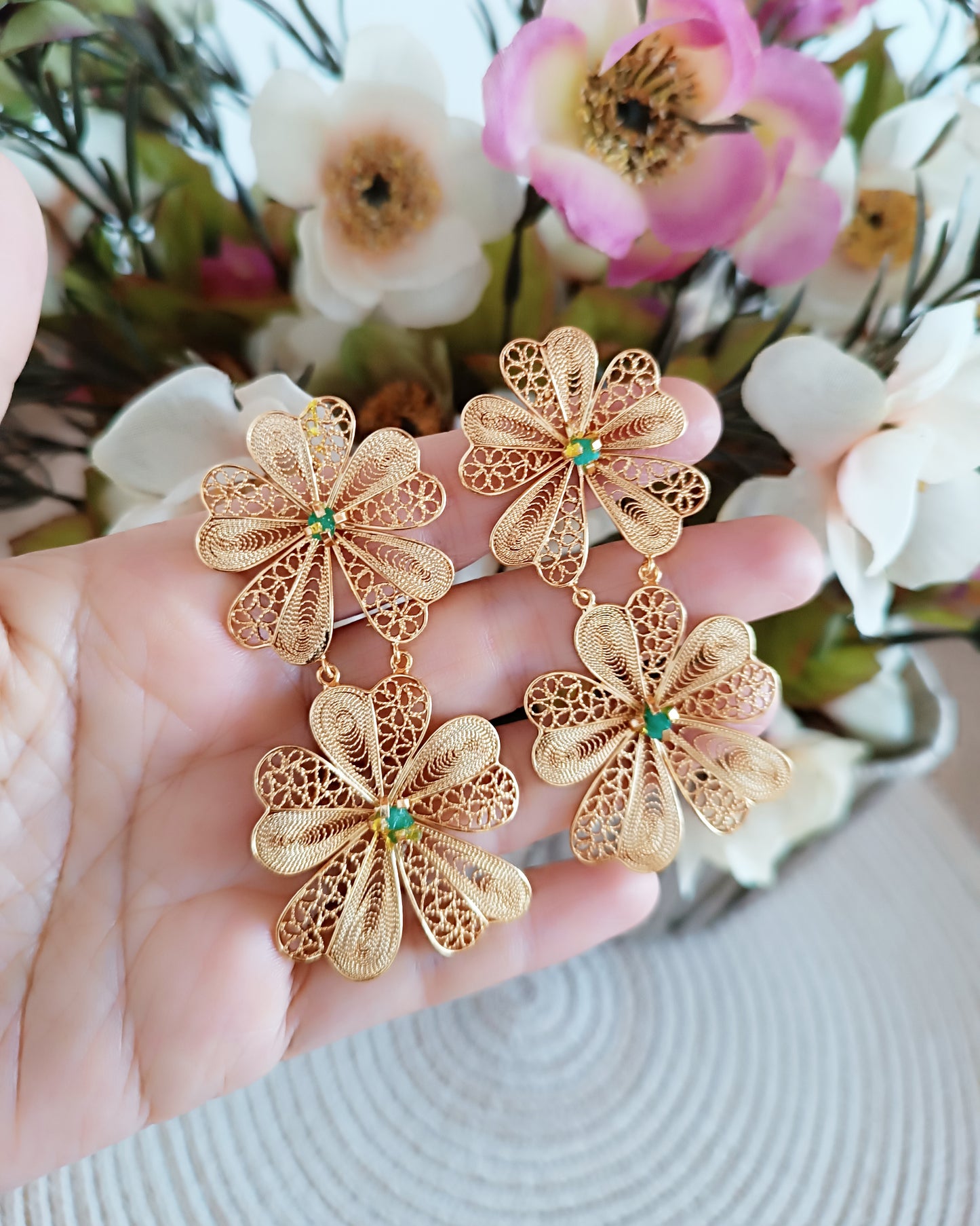 Aretes doble flor Chiara