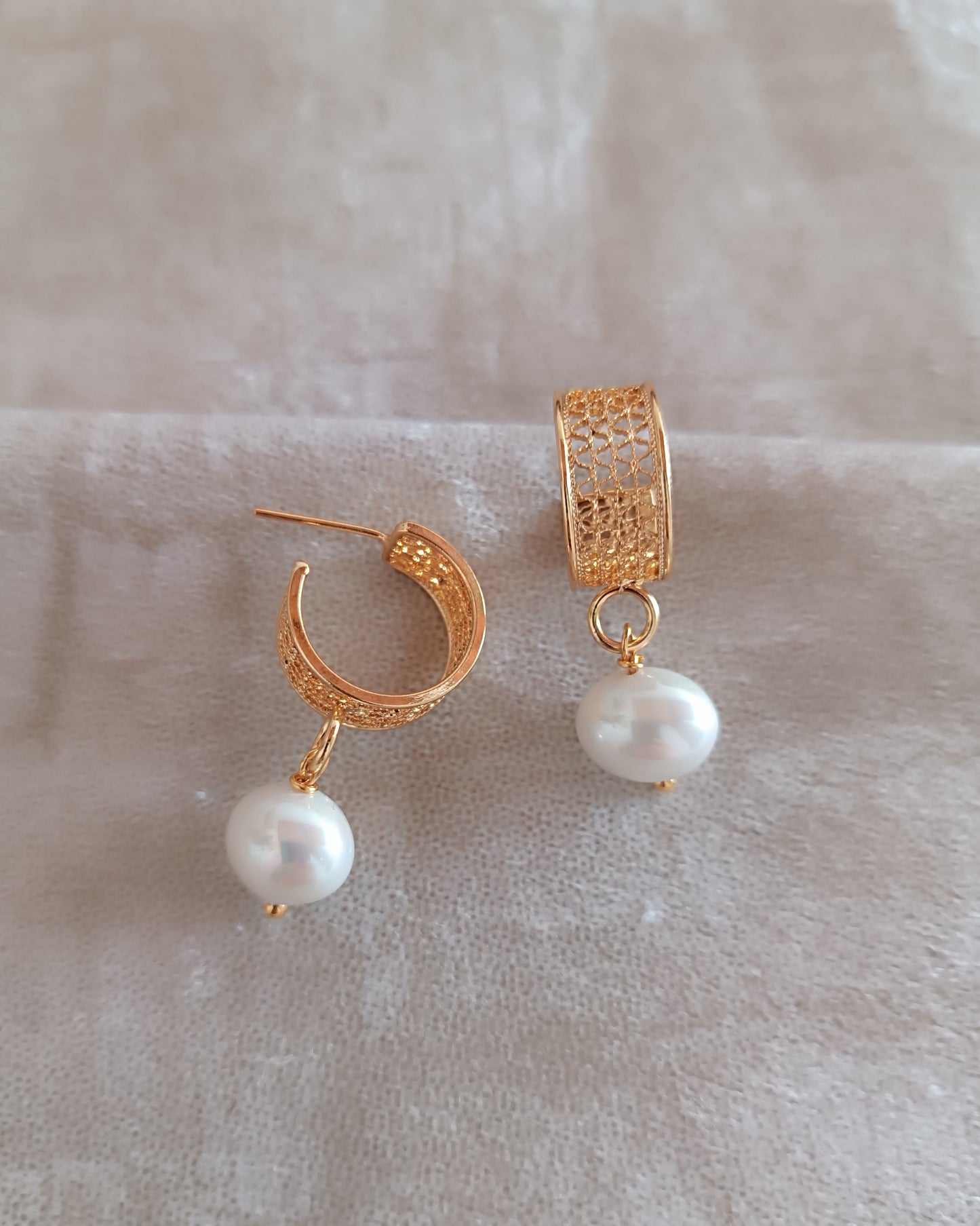 Candongas en filigrana con perla , Neli