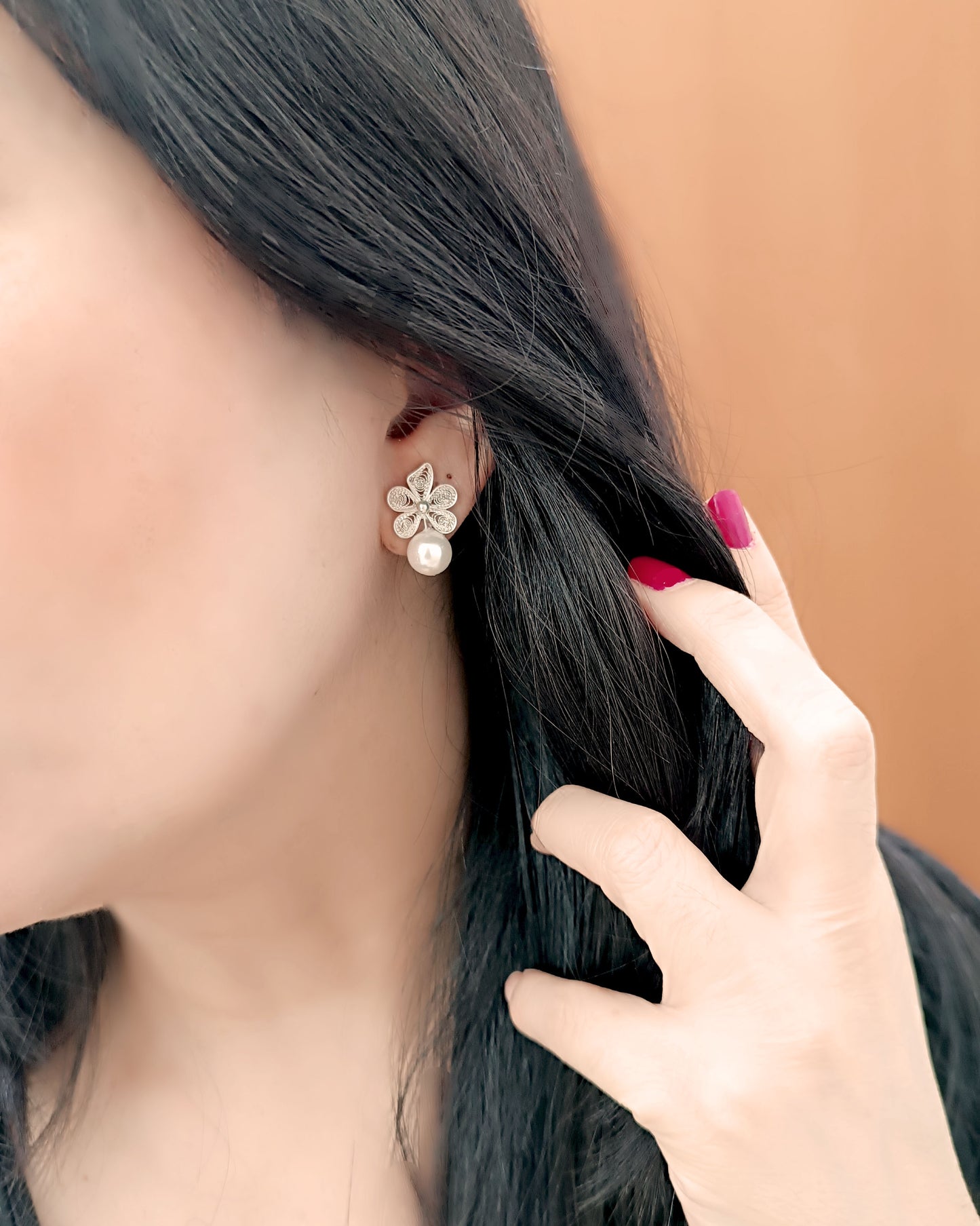 Aretes filigrana plata ley 950 Vega