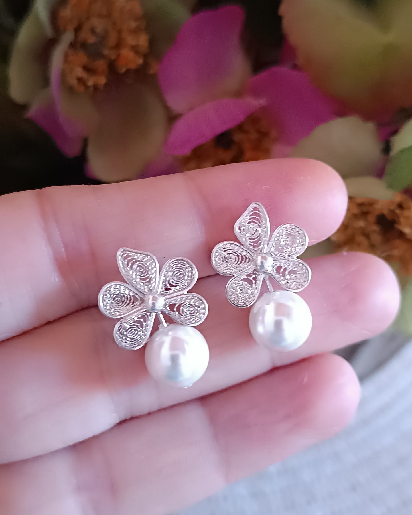 Aretes filigrana plata ley 950 Vega