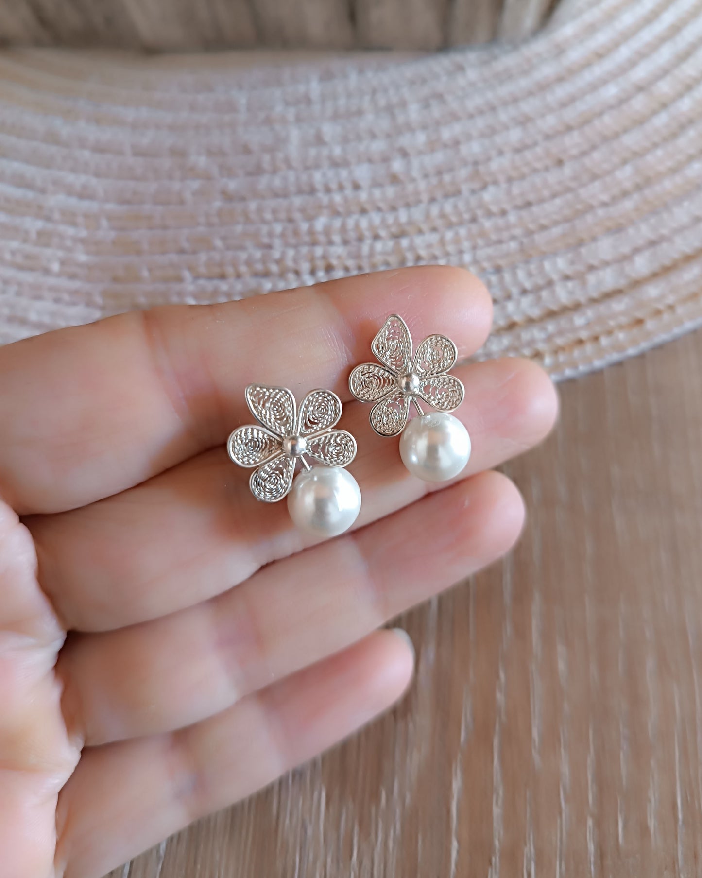 Aretes filigrana plata ley 950 Vega