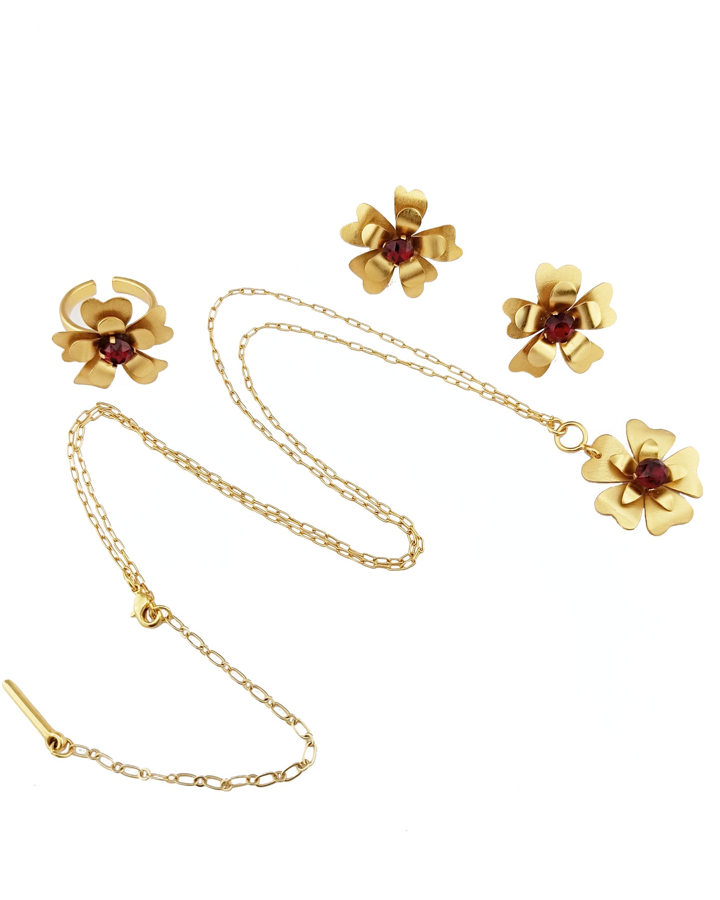 Set topos, collar y anillo Dalila rojo