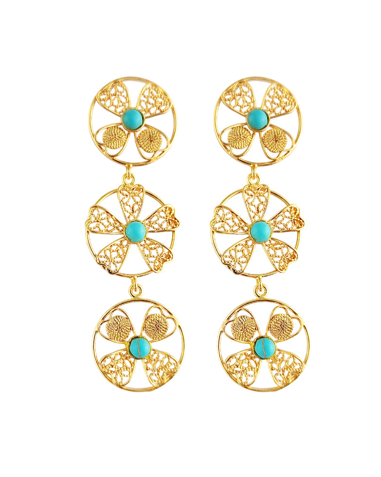 Aretes tripe circulo en filigrana Celina