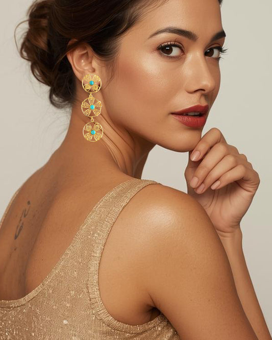 Aretes tripe circulo en filigrana Celina