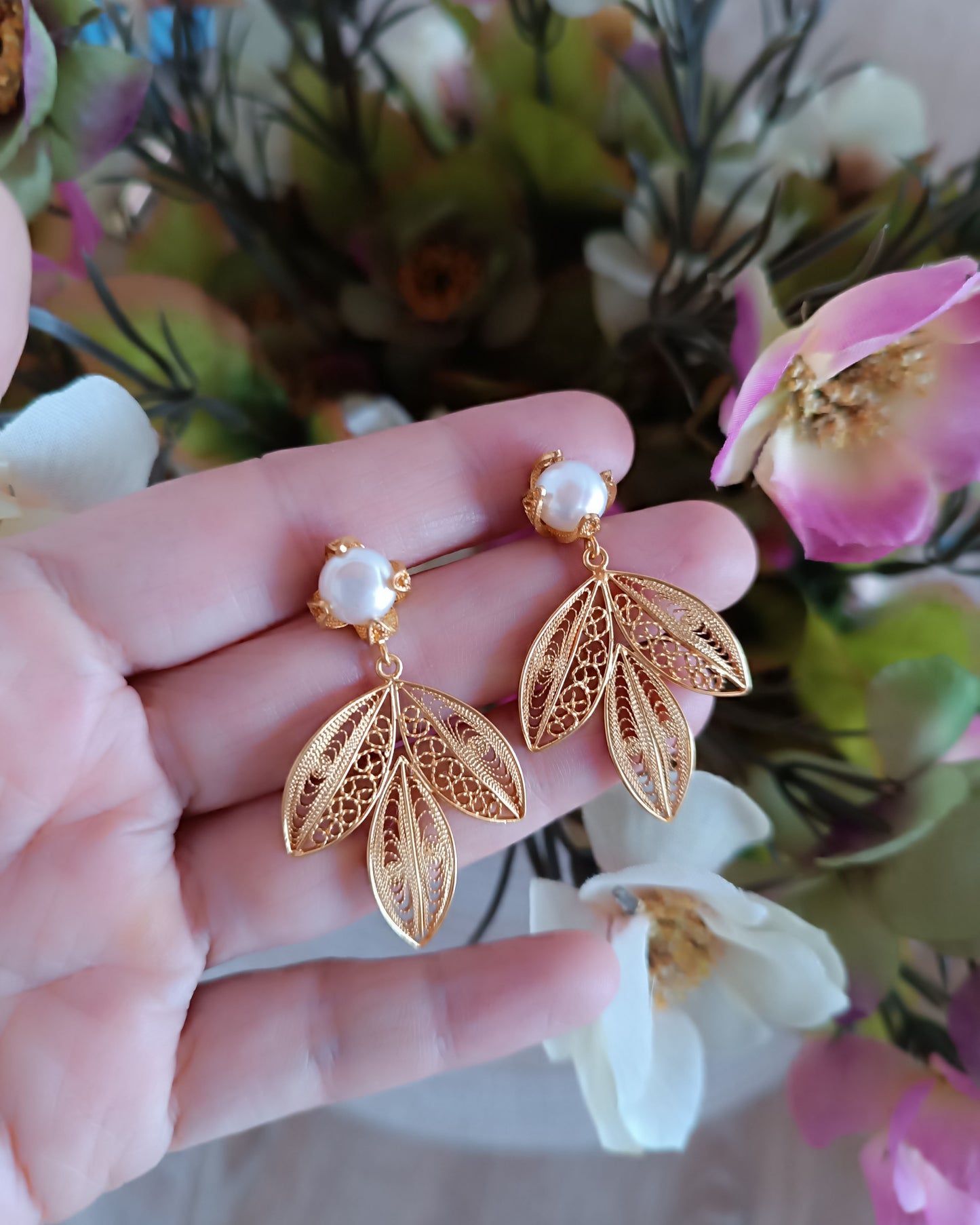 Aretes filigrana Ailen con perla