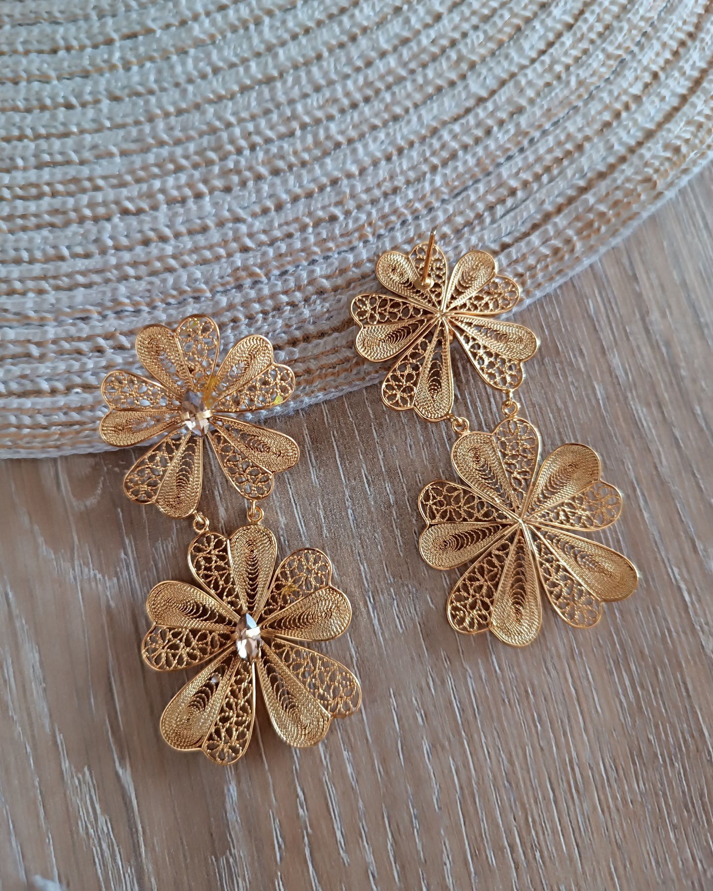 Aretes doble flor Chiara