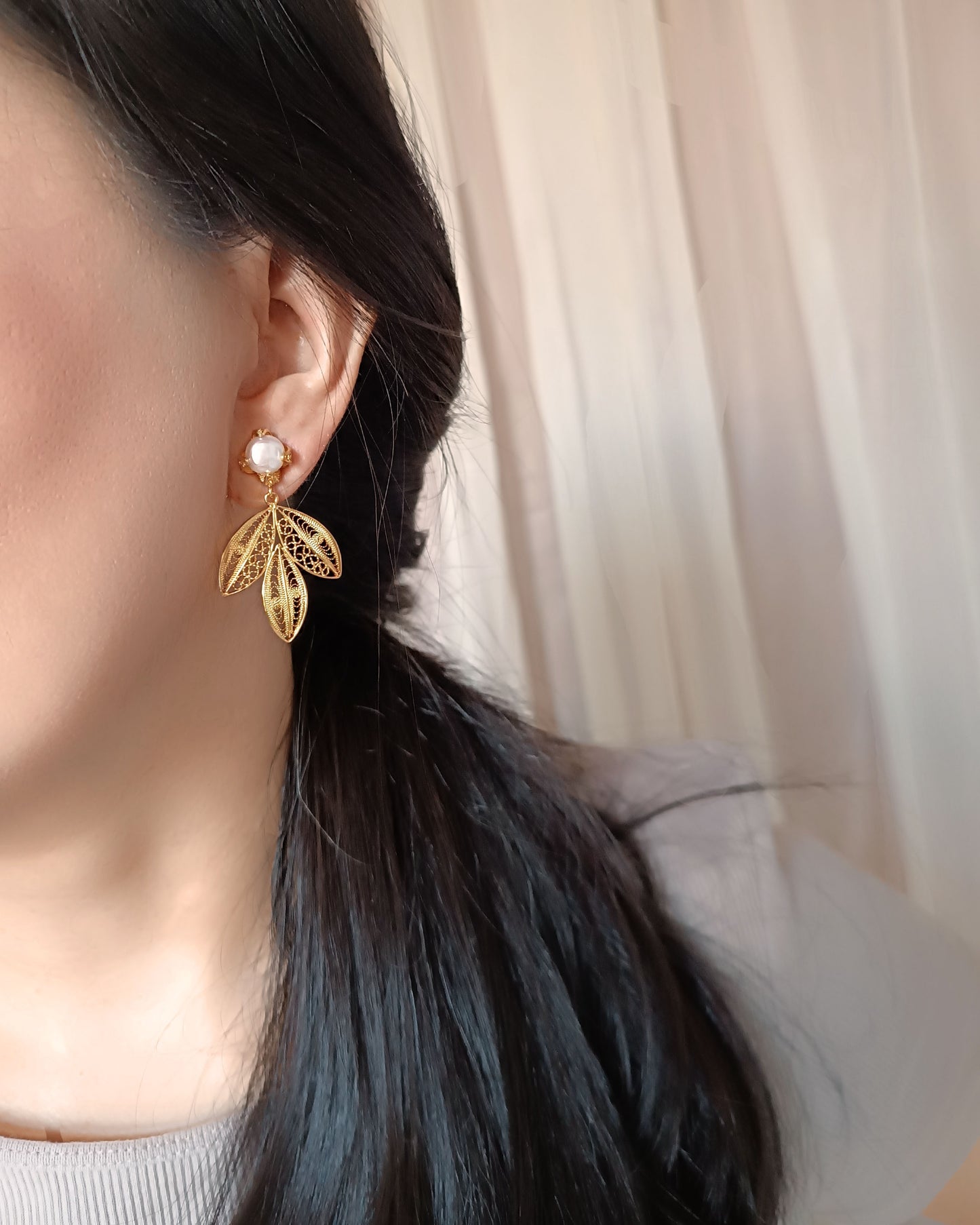 Aretes filigrana Ailen con perla