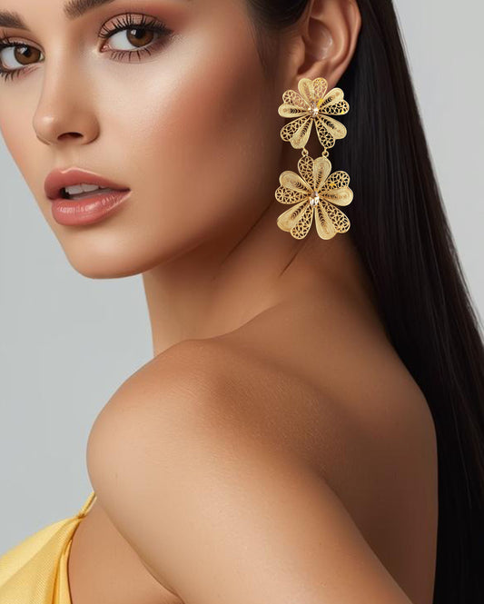 Aretes doble flor Chiara