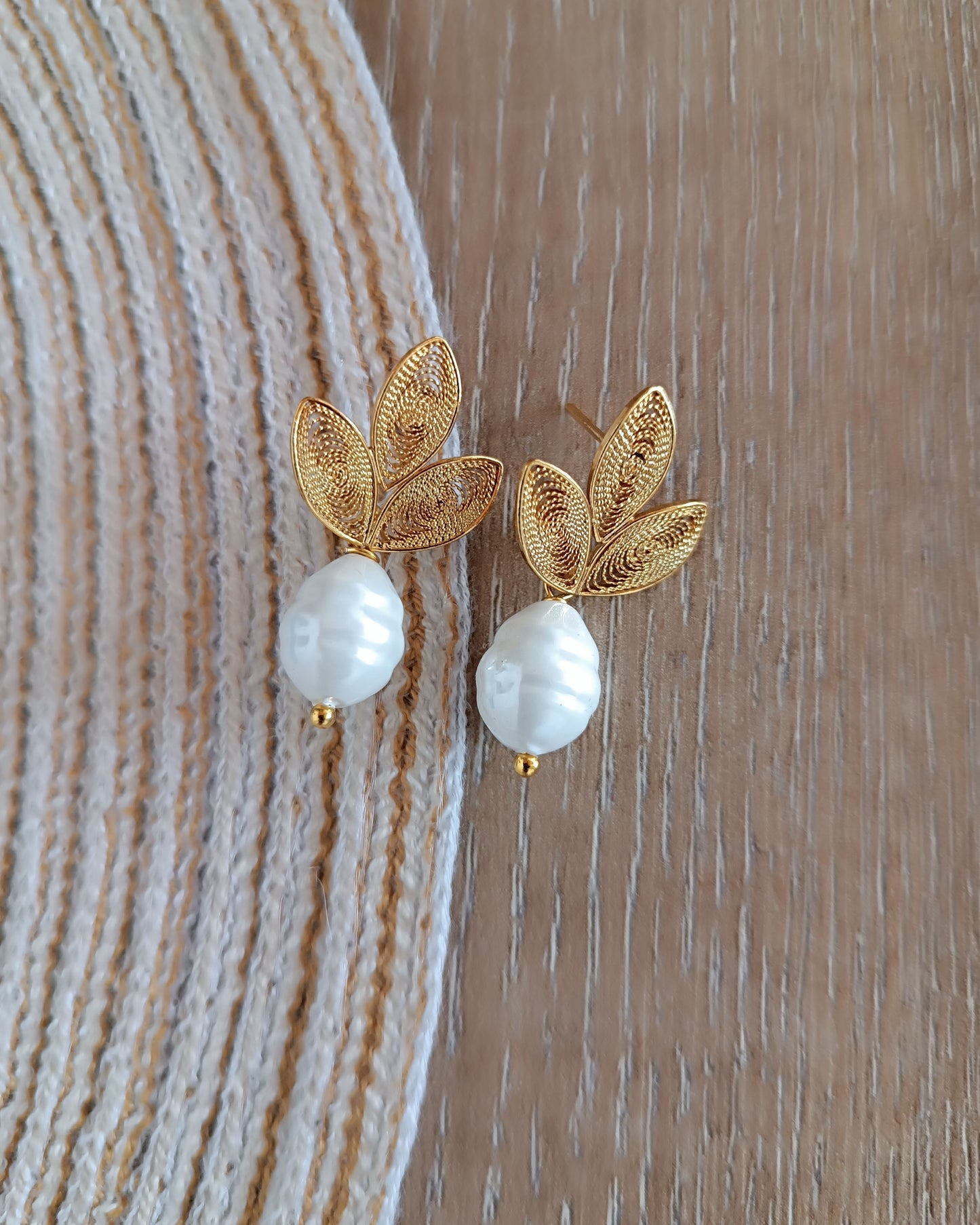 Aretes filigrana gota perla Mia