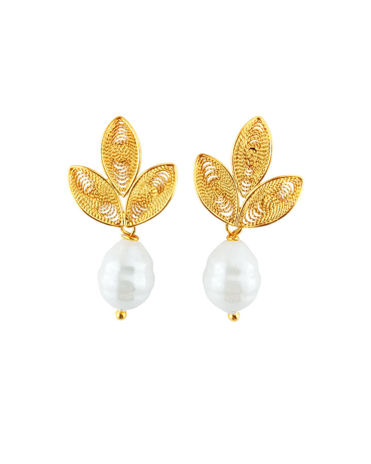 Aretes filigrana gota perla Mia