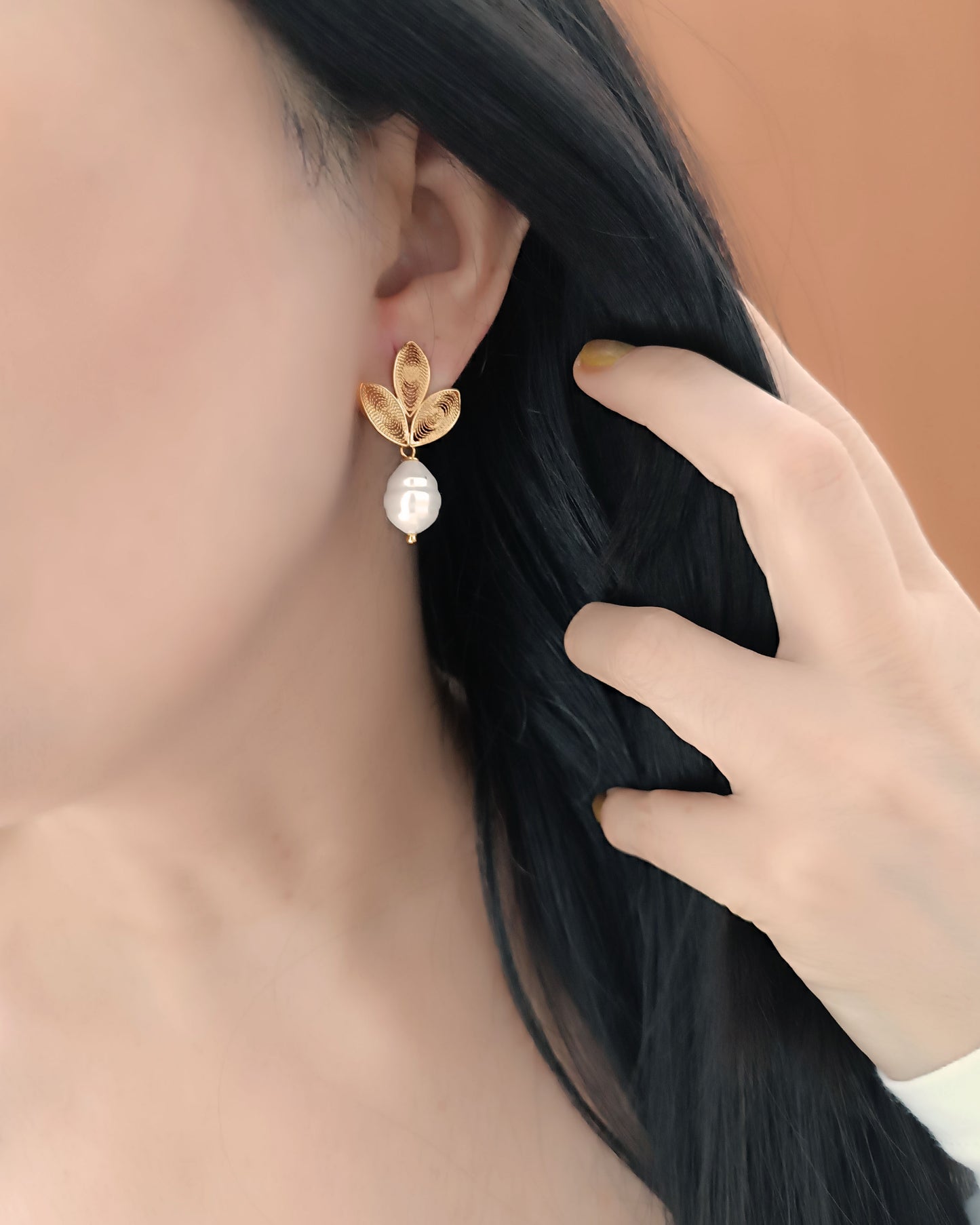 Aretes filigrana gota perla Mia