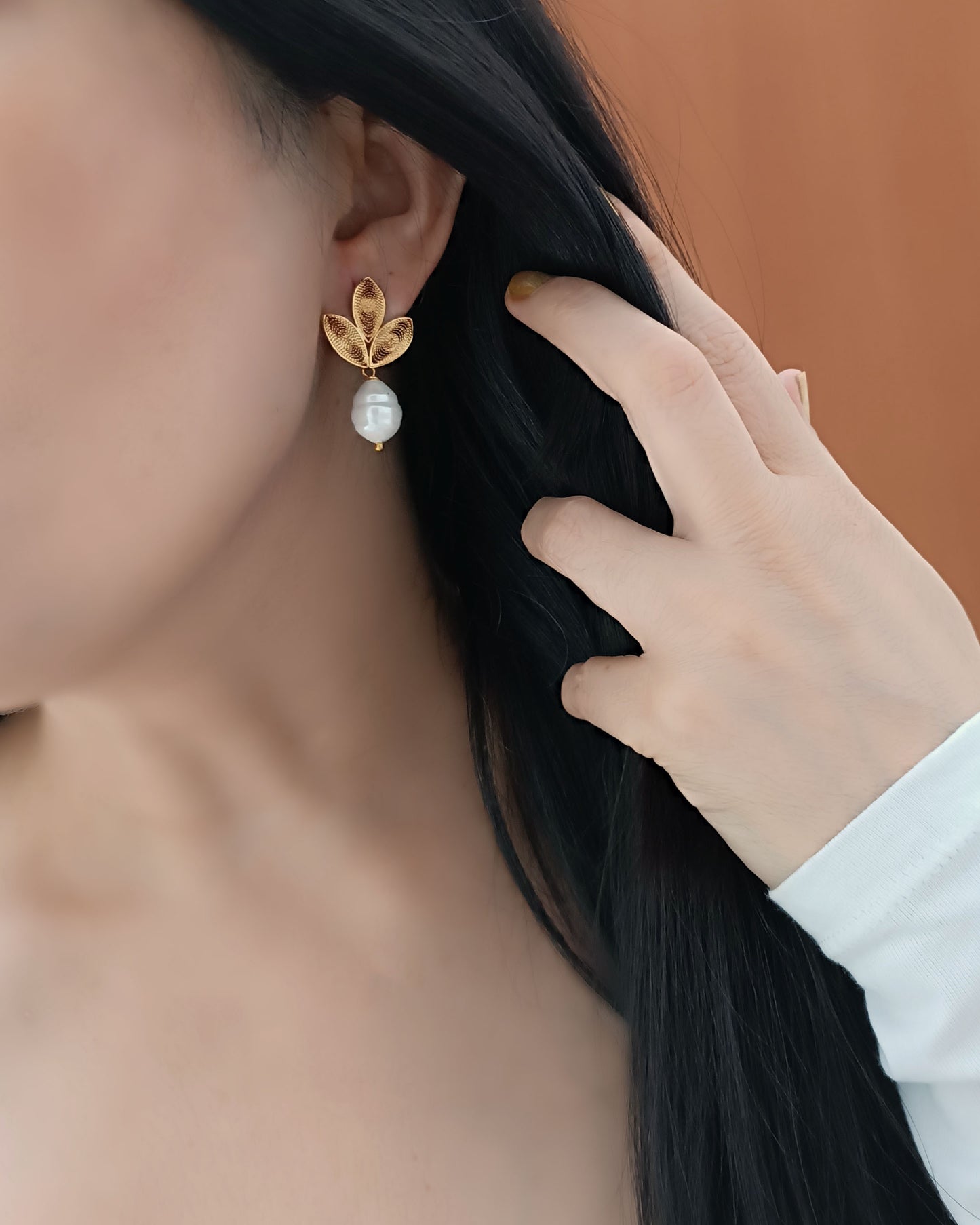 Aretes filigrana gota perla Mia