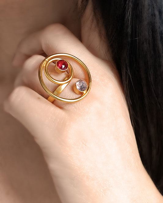 Anillo círculos y cristales