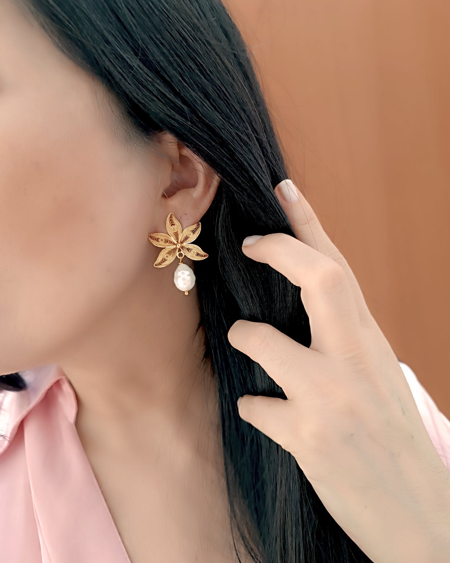 Aretes filigrana con perla Gadea