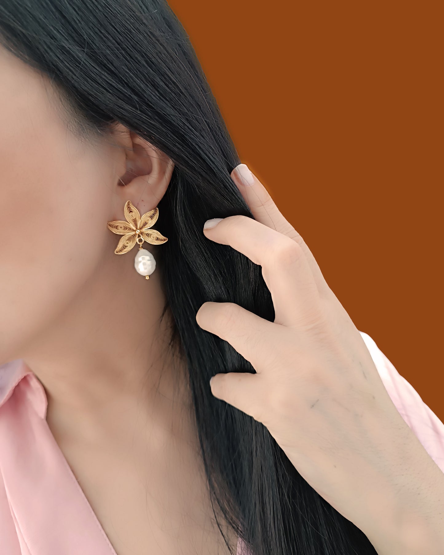 Aretes filigrana con perla Gadea