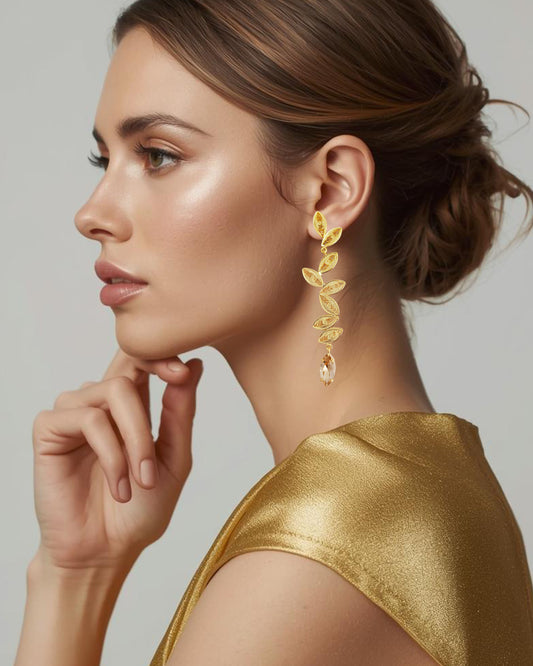 Aretes cristal y hojas, Tatiana